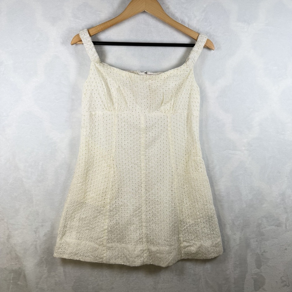 Free People Womens Berry Kiss Ivory Off-The-Shoulder Mini Dress M L Eyelet New
